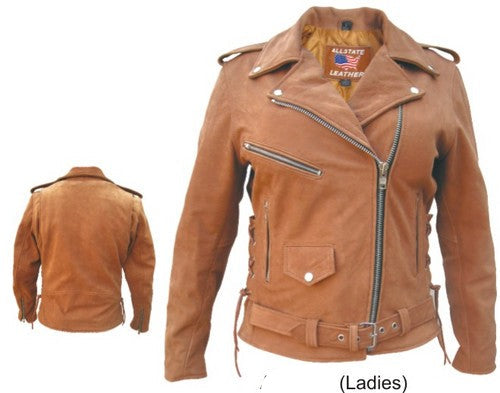 Ladies Premium Brown Motorcycle Jacket