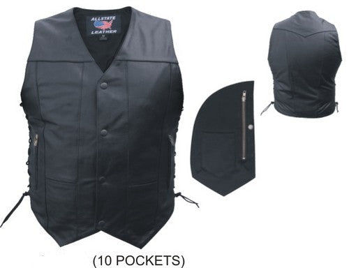 Authentic 10 Pockets Vest in Cowhide Leather