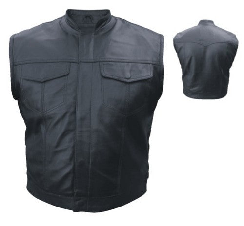 Concealed Carry Denim Style Leather Rider Vest