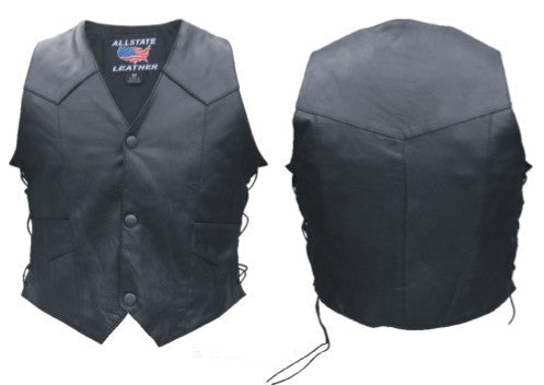 Authentic Split Cowhide Leather Kid's Side Laced Vest with Black Hardware