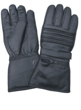 Rainproof Padded Riding Gloves with Zipper Pocket and Velcro Strap - Naked Leather Gear