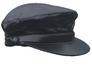 Biker cap with Leather strap above visor and adjustable strap on the Elite back.