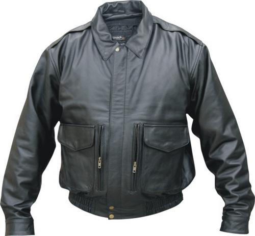 Classic Black Cowhide Bomber Jacket with Removable Lining and Vents