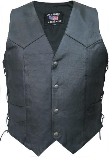 Side Premium Laced Vest in Split Cowhide