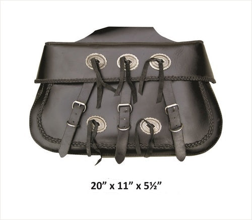 X-Large Braided throw-over Leather motorcycle Saddle Elite Bag