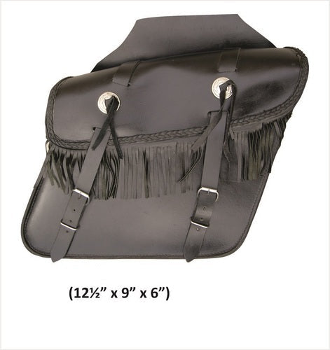 Authentic Medium Fringe throw-over Leather motorcycle Saddle Bag