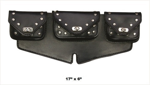 Authentic PVC 3 Pocket Studded motorcycle Windshield bag.