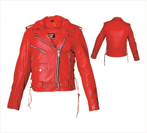 Ladies Red Premium Cowhide Pro Jacket