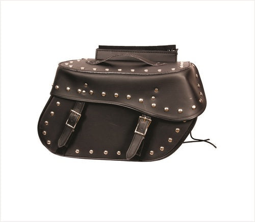 Authentic Large Studded throw-over PVC motorcycle Saddle Bag