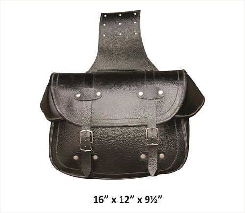 Classic X-Large Plain throw-over Leather motorcycle Saddle Bag