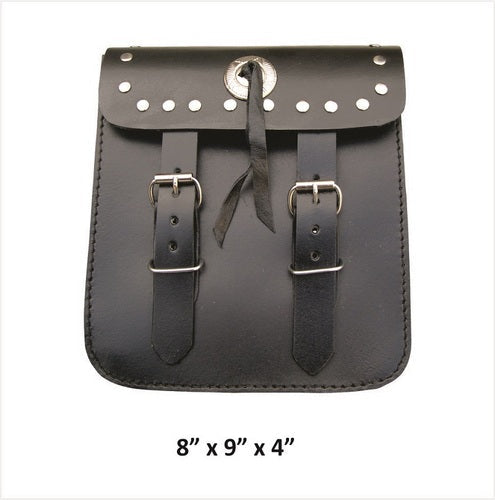 Classic Medium studded Sissy bar motorcycle leather bag