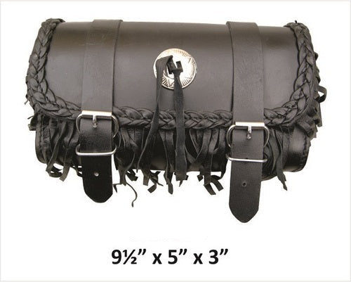 Small Premium Fringe and Braid Leather motorcycle tool bag