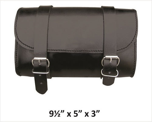 Small Plain Leather motorcycle tool Rider bag.