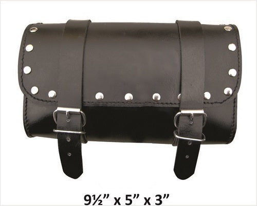 Small Premium Studded Leather motorcycle tool bag.