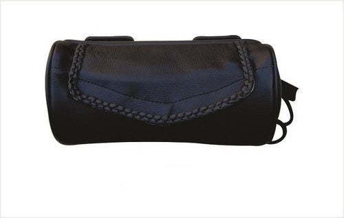 Soft Premium leather motorcycle tool bag with Braid &amp; Velcro closure.