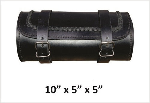 Braided Premium round leather motorcycle tool bag