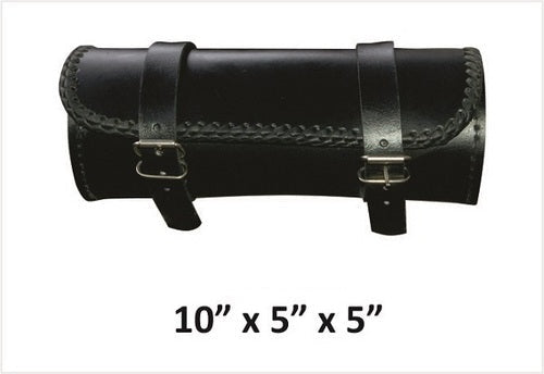 Laced round leather motorcycle tool Elite bag