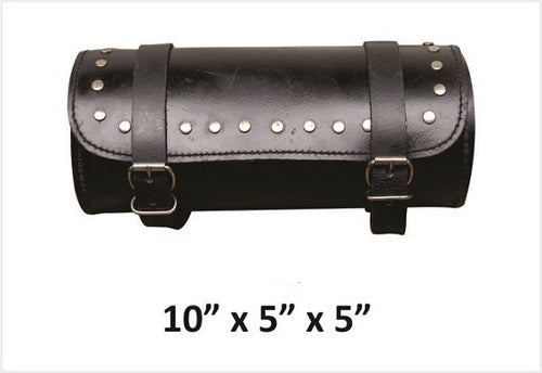 Studded Premium round leather motorcycle tool bag