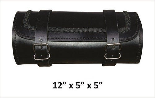 Braided round leather motorcycle tool bag Gear