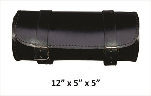 Plain Premium round leather motorcycle tool bag