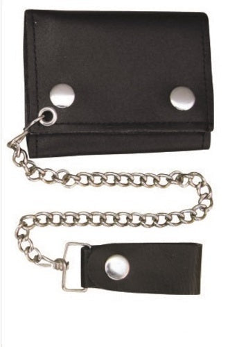 Authentic Tri-Fold wallet with chain