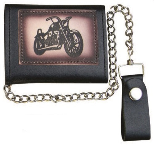 Tri-fold Chain Wallet with Motorcycle Pro Logo