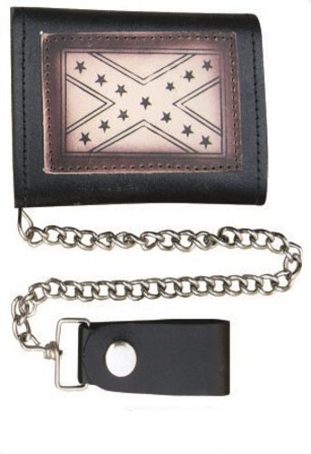 Authentic Tri-fold Chain Wallet with Rebel Flag