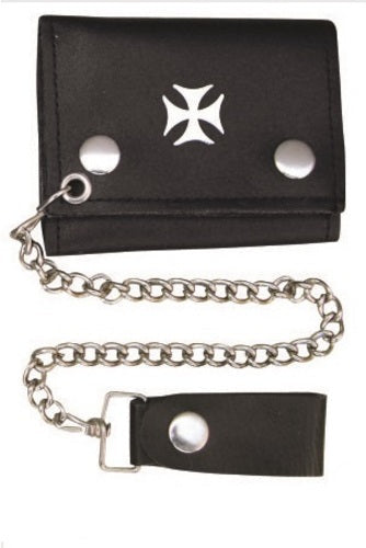 Authentic Tri-fold Chain Wallet with Chopper Cross