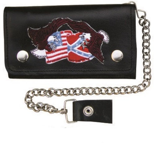 6.5 Inch Biker Chain Wallet with 6 pockets and Flags &amp; Pro Eagles