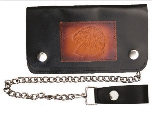 Authentic 6.5 Inch Biker Chain Wallet with 6 pockets and Eagle Head