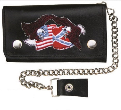 7.5 Premium Inch Biker Chain Wallet with 5 pockets and Flags &amp; Eagles