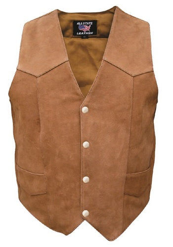 Classic Brown Plain Vest in Buffalo Leather