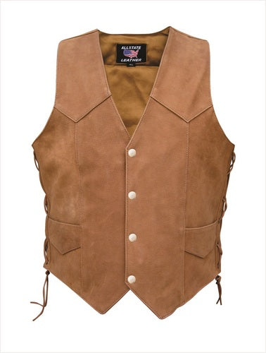 Brown Side Laced Vest in Buffalo Elite Leather