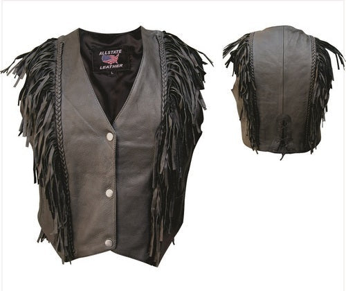 Classic Braided Fringe Vest in Naked Buffalo Leather