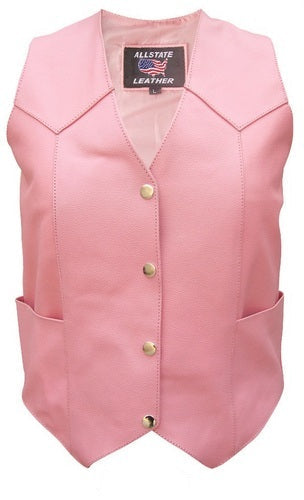 Pink Basic Plain Cowhide Vest Gear