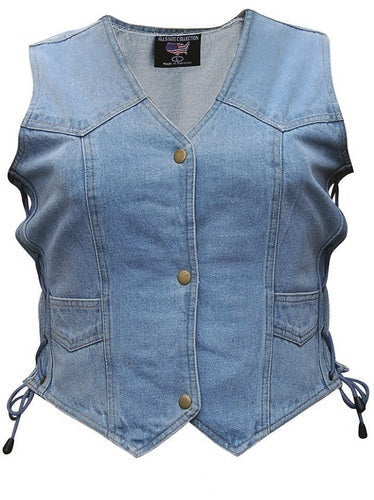 Classic Ladies denim vest with side lace