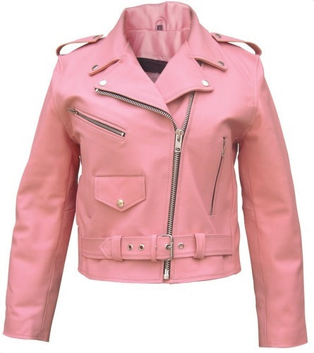 Ladies Premium Pink Motorcycle Jacket