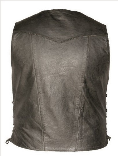 Vest with Thin Braided Trim in Naked Pro Cowhide