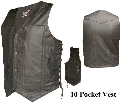 10 Pockets Vest in Split Rider Cowhide