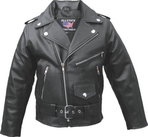 Kid's Split Cowhide Leather Motorcycle Jacket with Quilted Rider Lining