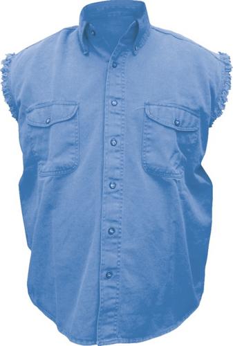 Dark Blue Men's Cotton Twill Sleeveless Shirt with Buttoned Chest Elite Pockets