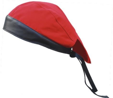 Skull cap Red Cotton with Black Elite Leather