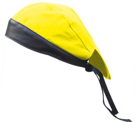 Yellow Premium Cotton Skull Cap with Black Leather