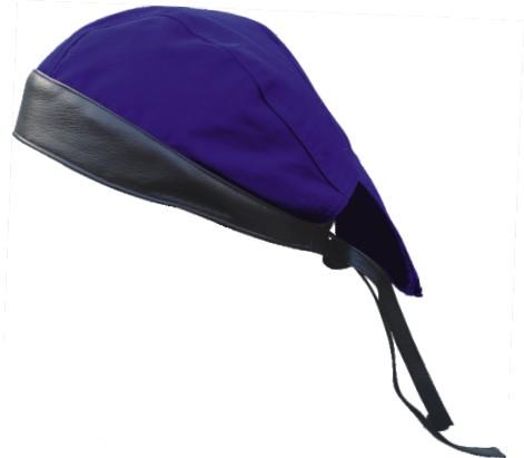 Dark Blue Cotton Skull Cap with Black Pro Leather