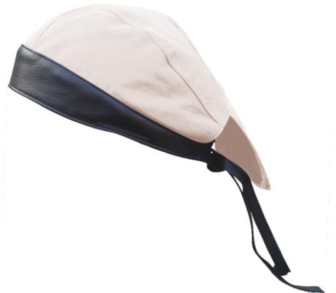 Cream Cotton Skull Cap with Black Pro Leather