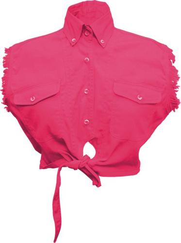 Red Tie-Up Sleeveless Shirt with Front Elite Pockets