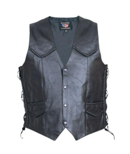 Braided Side Laces Cowhide Rider Vest