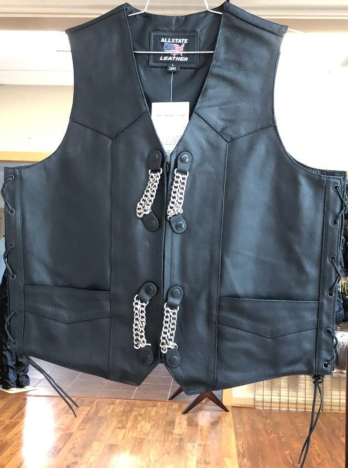 Zippered Premium Front Split Cowhide Vest with Laces