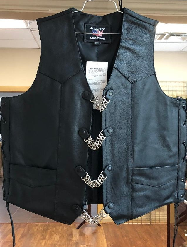 Zippered Premium Front Split Cowhide Vest with Laces