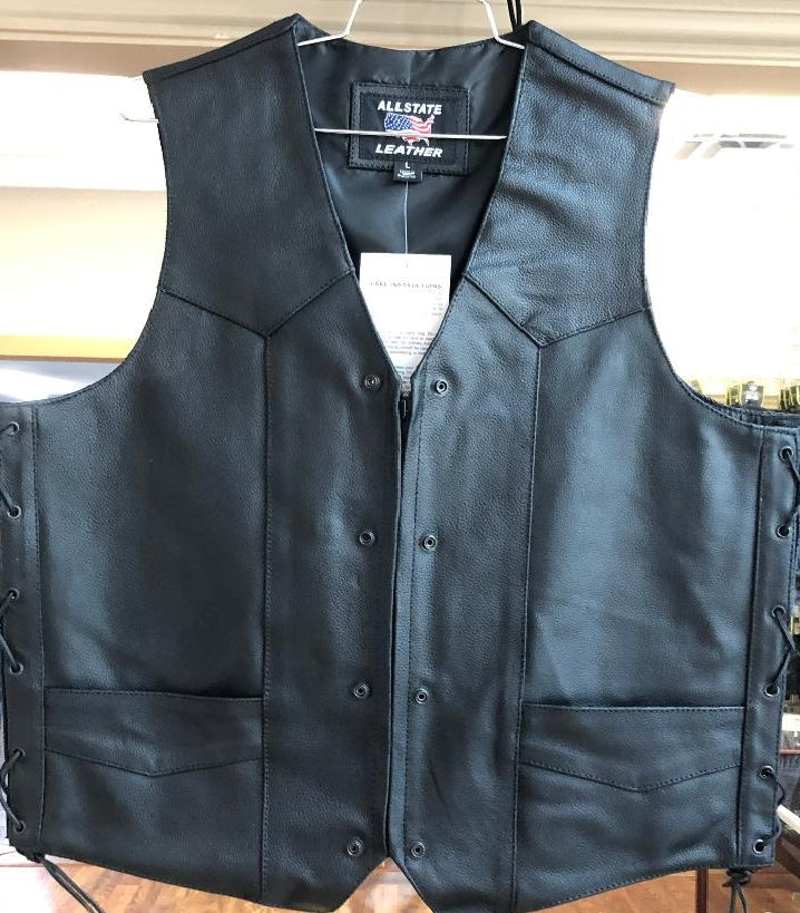 Zippered Premium Front Split Cowhide Vest with Laces